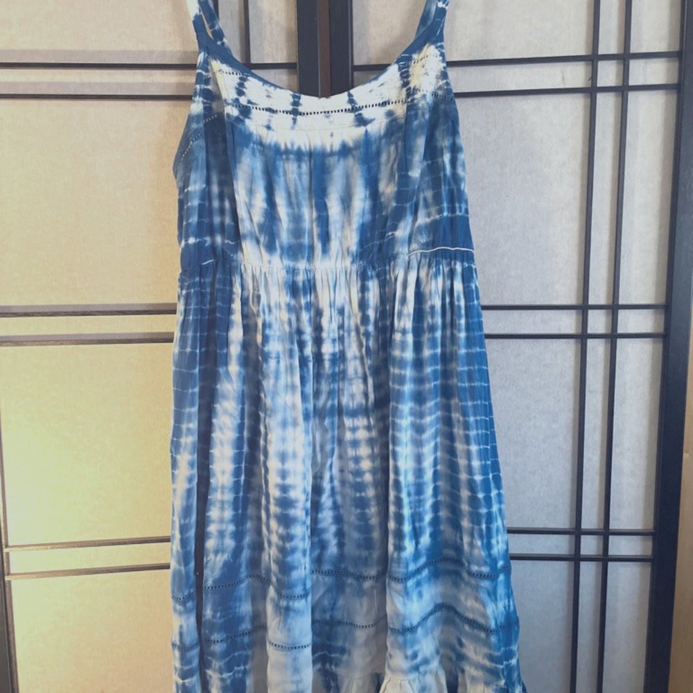 Tie-dye dress, boho dress, short dress, blue tie-dye, shibori